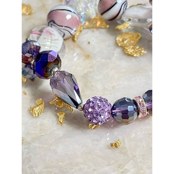 Purple Crystal Beaded Bracelet Set - Picture 14 of 16